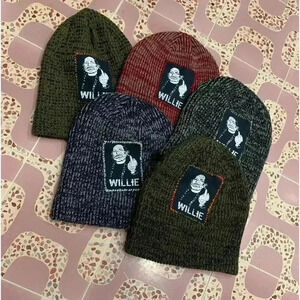 New! Soft Heather beanie slouchy beanie hat with handmade Willie Nelson patch